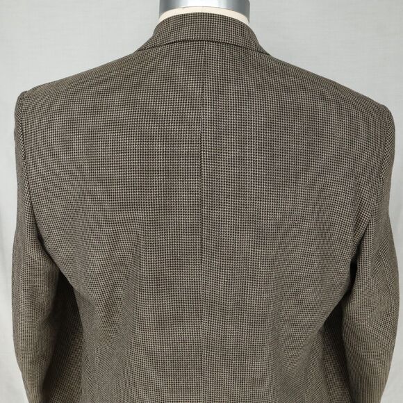 Calvin Klein Sport Coat Mens 42L Wool Silk Brown Plaid Jacket 3 Button Career - Picture 10 of 15